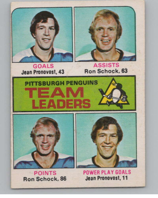 1975-76 O-Pee-Chee #326 Jean Pronovost/Ron Schock TL Hockey Penguins  V104010 Image 1