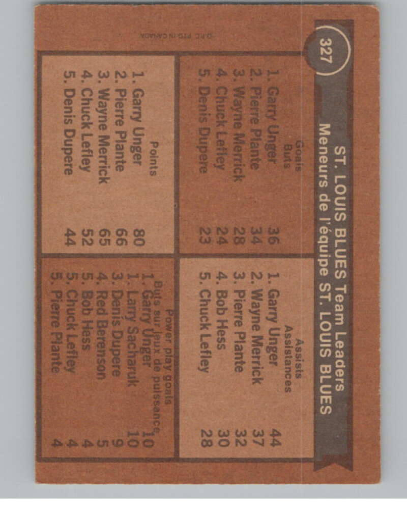 1975-76 O-Pee-Chee #327 Larry Sacharuk TL Hockey St. Louis Blues  V104011 Image 2