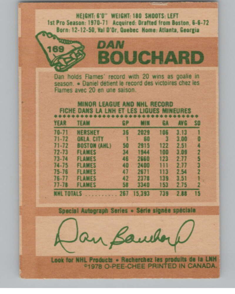 1978-79 O-Pee-Chee #169 Dan Bouchard  Hockey Atlanta Flames  V104076 Image 2