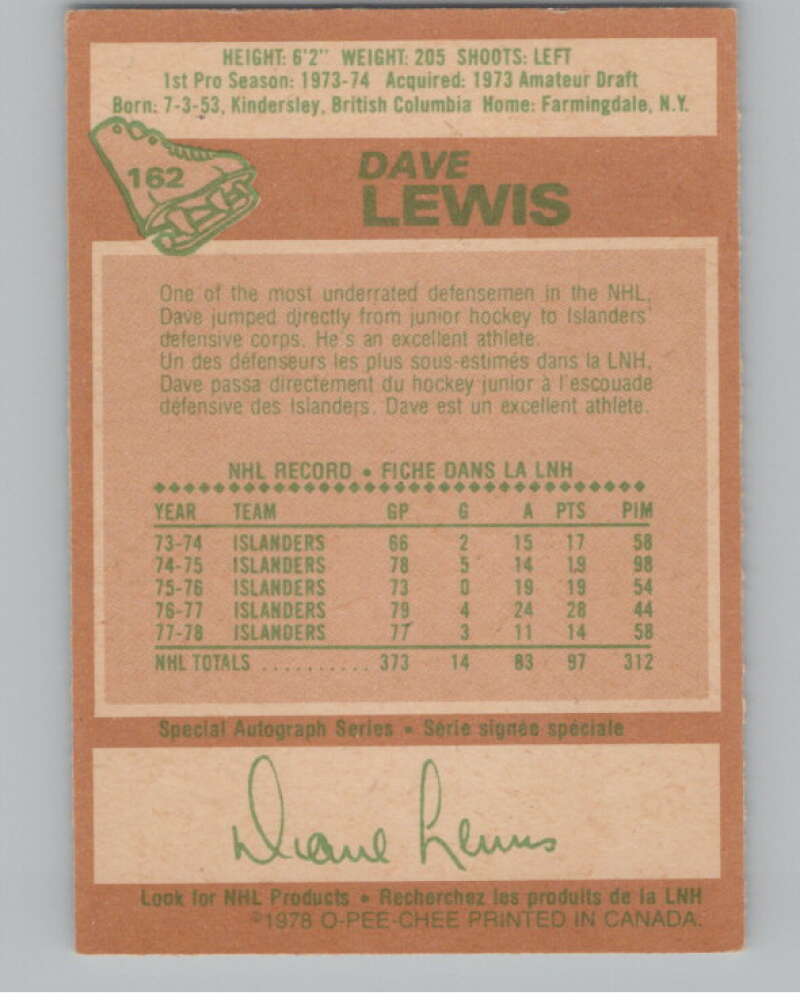 1978-79 O-Pee-Chee #182 Billy Harris  Hockey New York Islanders  V104081 Image 2