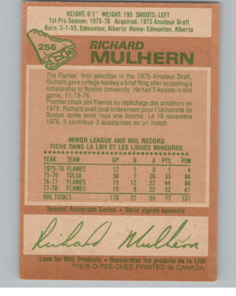 1978-79 O-Pee-Chee #256 Richard Mulhern  Hockey Atlanta Flames  V104096 Image 2