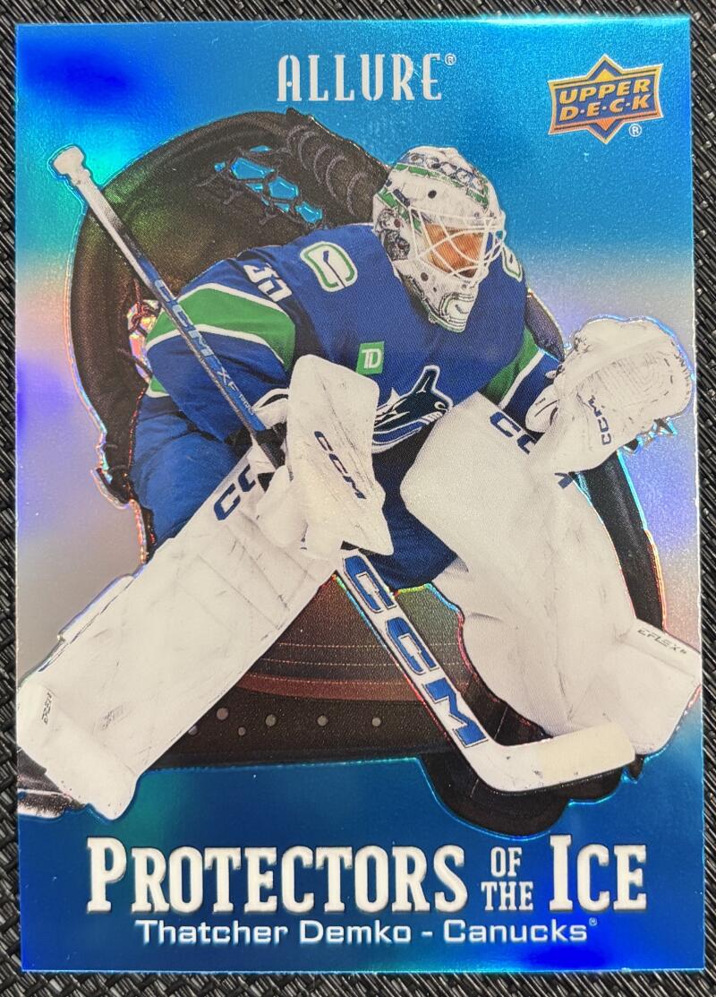 2024-25 Upper Deck Allure Protectors of the Ice Blue #PI8 Thatcher Demko V104176 Image 1