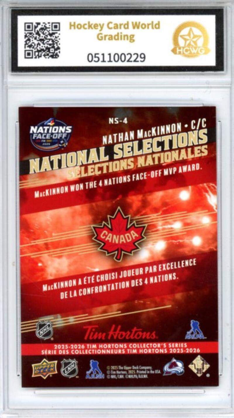 2025-26 UD Tim Hortons National Selections #NS4 Nathan MacKinnon HCWG 8 Image 2