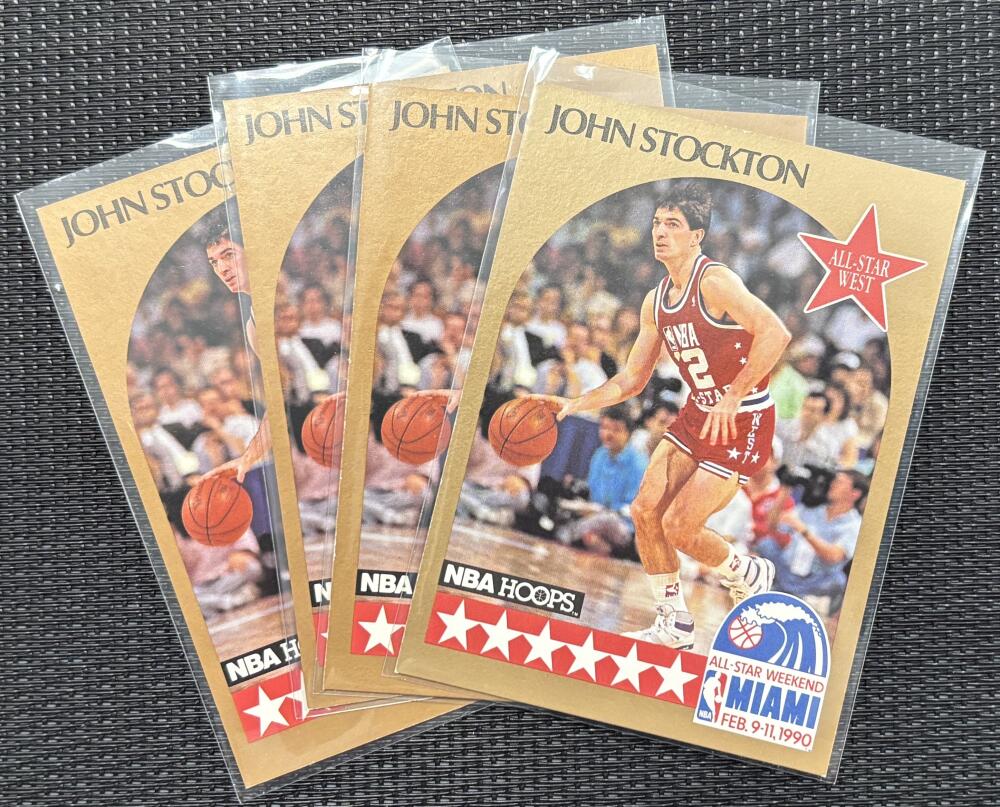 1990-91 Hoops #25 John Stockton All-Star *Lot of 4* Mint Basketball V104336 Image 1