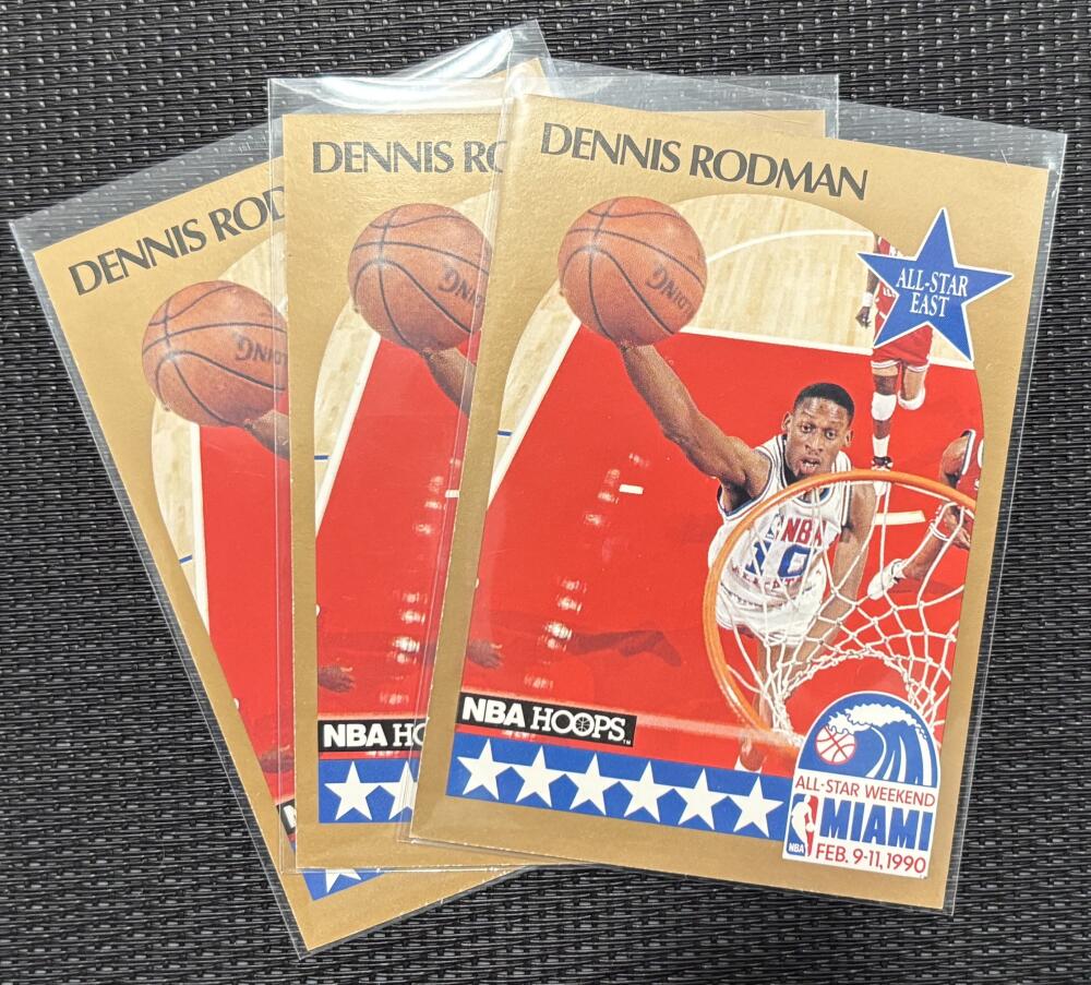 1990-91 Hoops #10 Dennis Rodman All-Star *Lot of 3* Mint Basketball V104338 Image 1