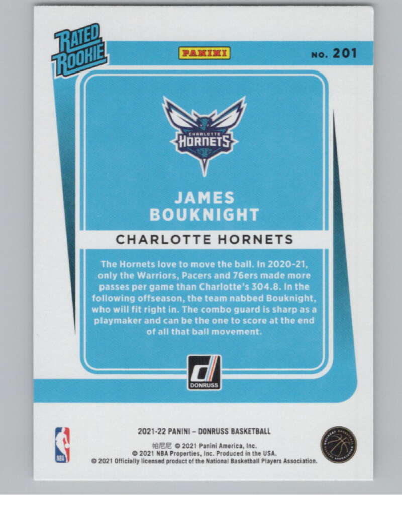 2021-22 Donruss #201 James Bouknight Rated Rookies RC Rookie Hornets  V104236 Image 2