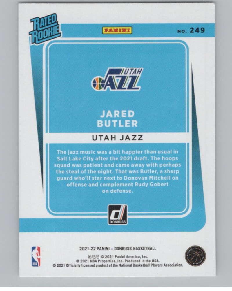 2021-22 Donruss #249 Jared Butler Rated Rookies  RC Rookie Utah Jazz  V104241 Image 2