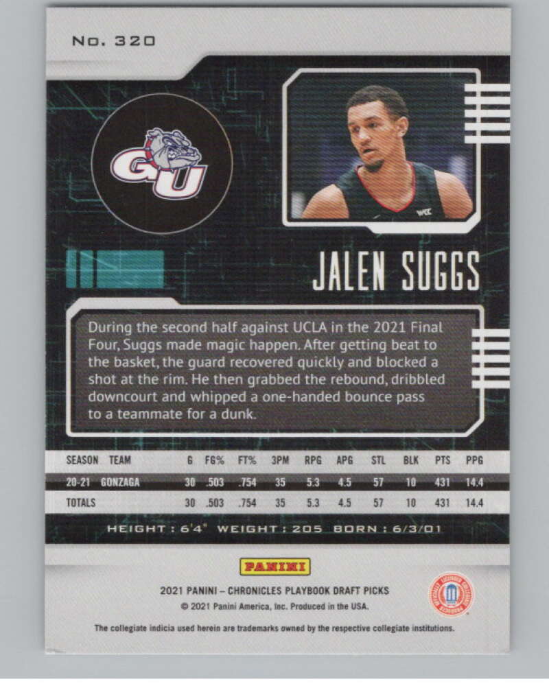 2021-22 Panini Chronicles Draft Picks Playbook #320 Jalen Suggs Gonzaga  V104244 Image 2