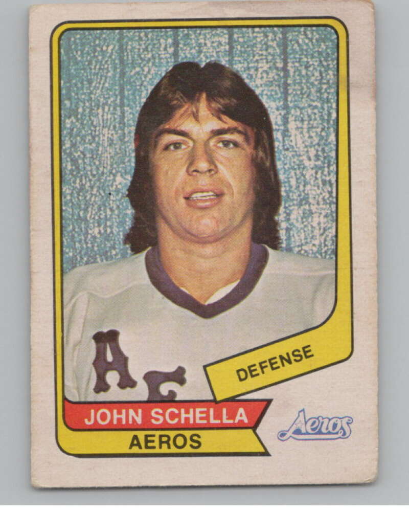 1976-77 O-Pee-Chee WHA #128 John Schella Hockey Houston Aeros  V104409 Image 1