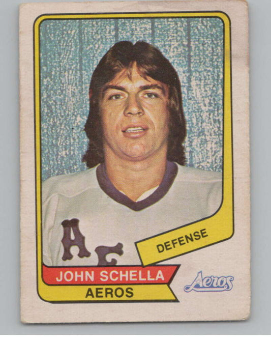 1976-77 O-Pee-Chee WHA #128 John Schella Hockey Houston Aeros  V104409 Image 1