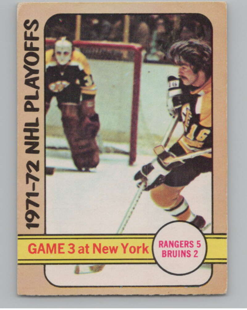 1972-73 O-Pee-Chee #30 Playoff Game 3  New York Rangers/Bruins  V104432 Image 1