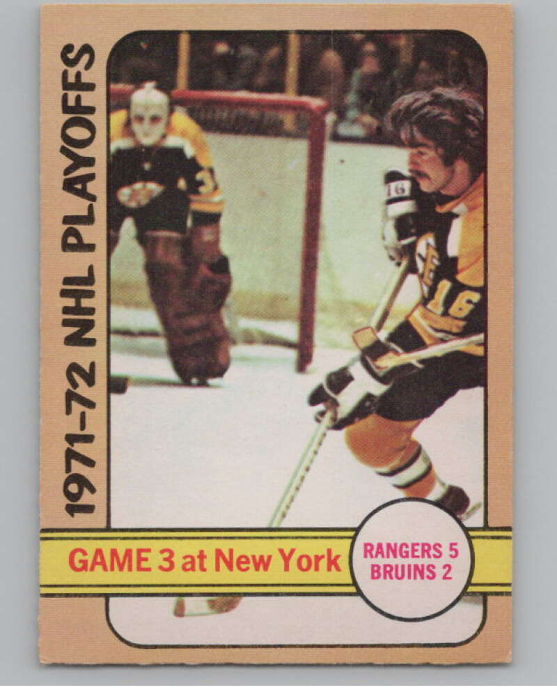 1972-73 O-Pee-Chee #30 Playoff Game 3  New York Rangers/Bruins  V104433 Image 1