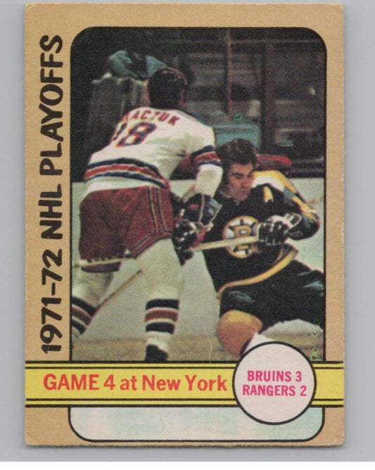 1972-73 O-Pee-Chee #38 Playoff Game 4  Boston Bruins/Rangers  V104440 Image 1