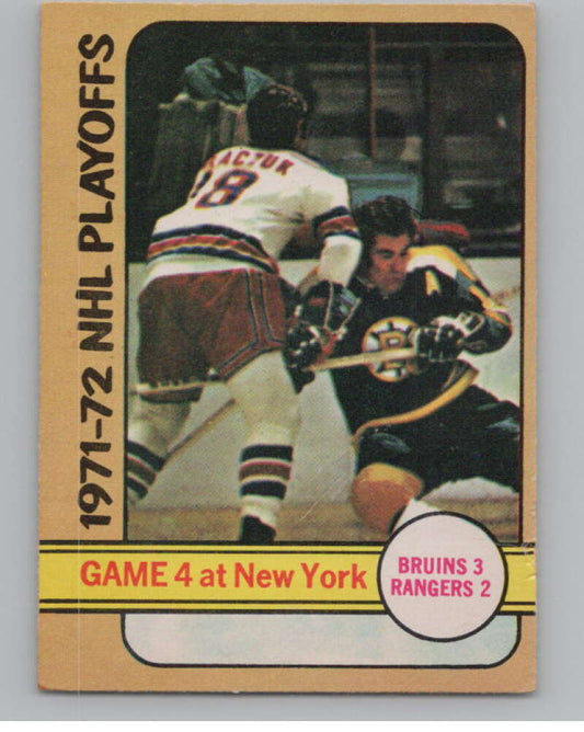 1972-73 O-Pee-Chee #38 Playoff Game 4  Boston Bruins/Rangers  V104441 Image 1