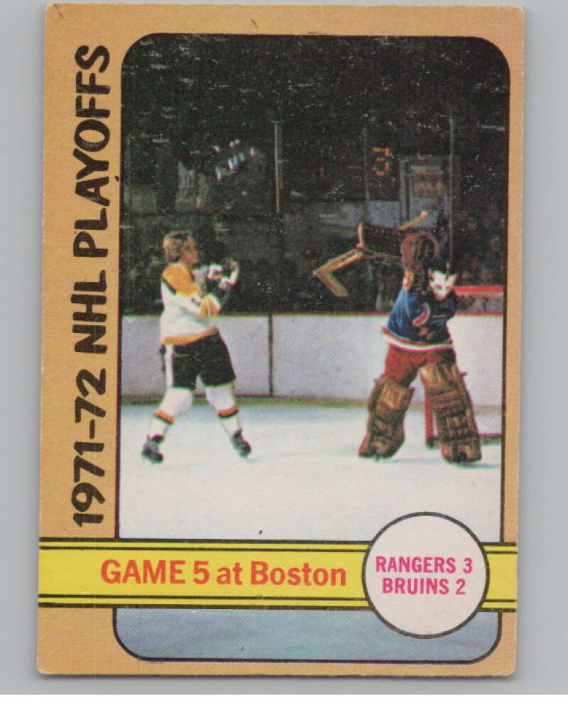 1972-73 O-Pee-Chee #54 Playoff Game 5  New York Rangers/Bruins  V104456 Image 1