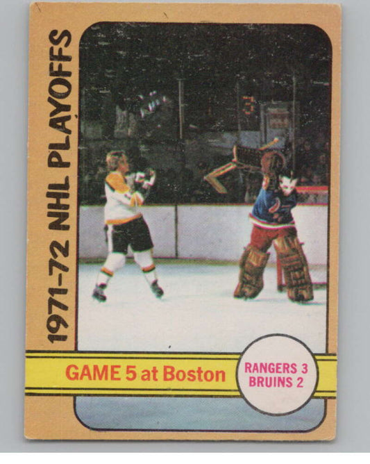 1972-73 O-Pee-Chee #54 Playoff Game 5  New York Rangers/Bruins  V104456 Image 1