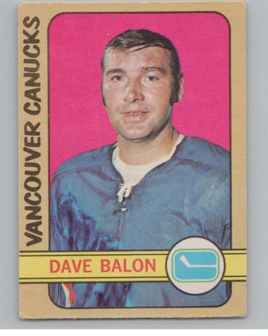 1972-73 O-Pee-Chee #162 Dave Balon UER  Vancouver Canucks  V104535 Image 1