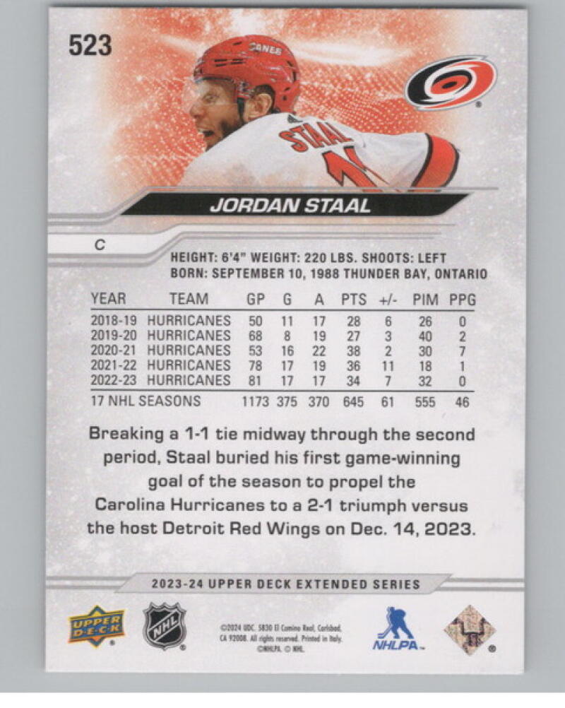 2023-24 Upper Deck Outburst Silver #523 Jordan Staal Hockey V104588 Image 2