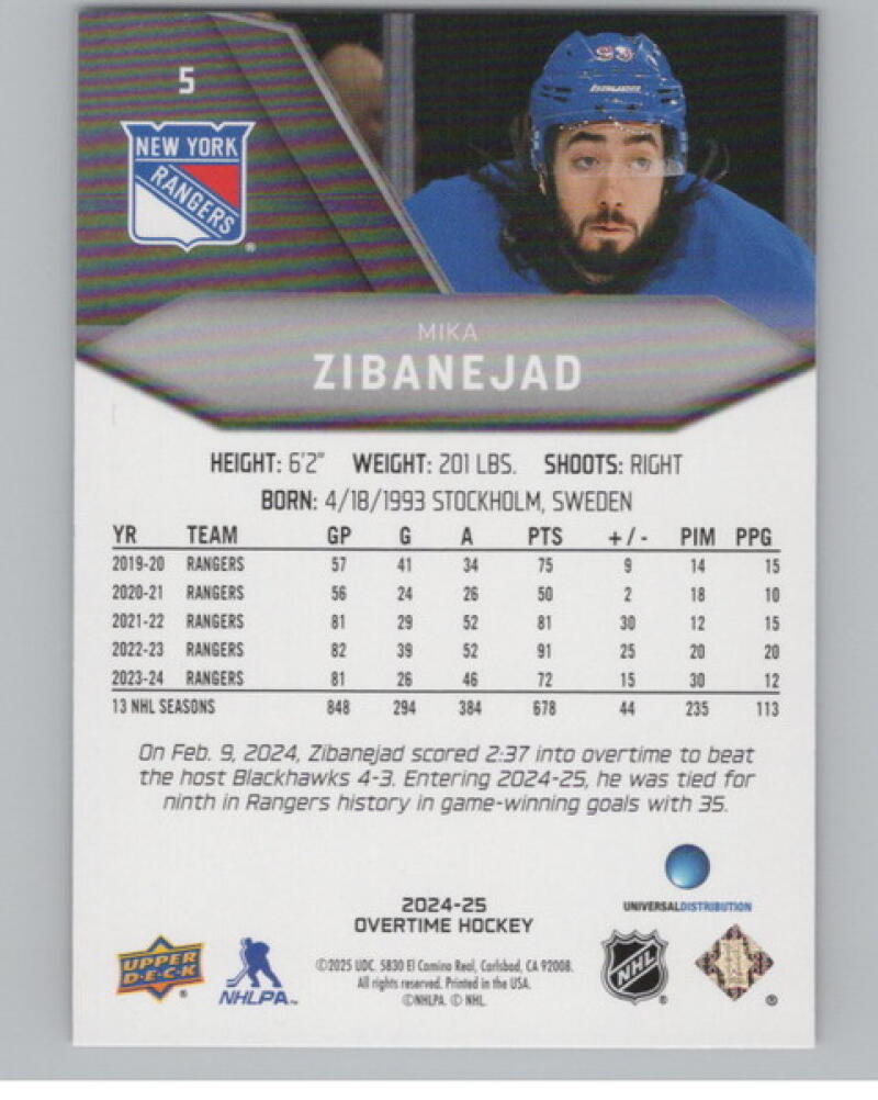 2024-25 Upper Deck Overtime Red Foil #5 Mika Zibanejab Hockey V104592 Image 2