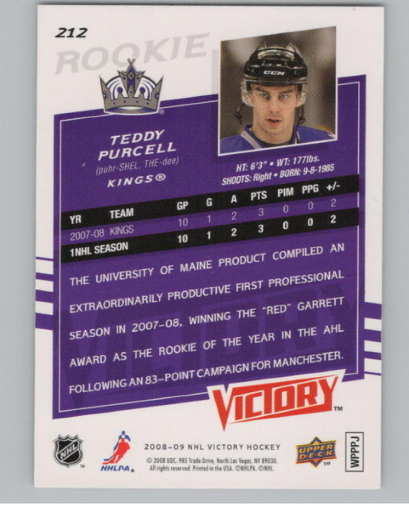 2008-09 Upper Deck Victory Black #212 Teddy Purcell RC Rookie V104615 Image 2