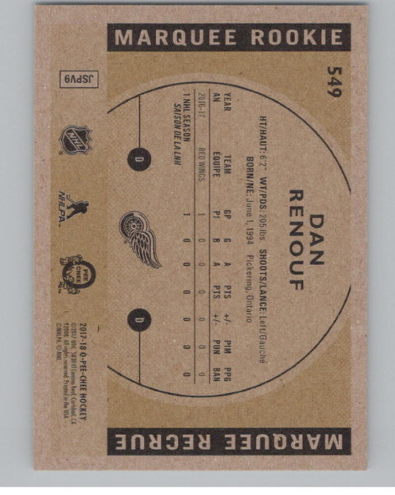 2017-18 O-Pee-Chee Retro #549 Dan Renouf RC Rookie V104619 Image 2