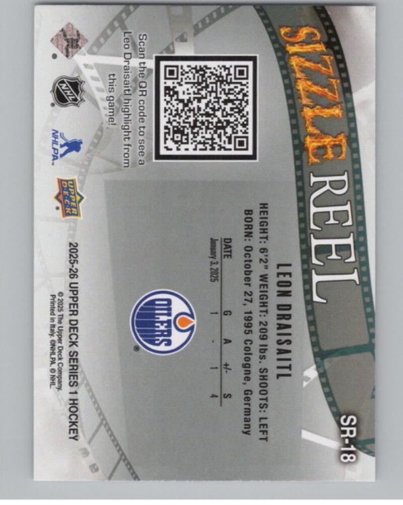 2025-26 Upper Deck Sizzle Reel #SR18 Leon Draisaitl V104631 Image 2
