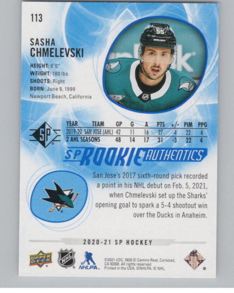 2020-21 SP Blue #113 Sasha Chmelevski RC Rookie V104701 Image 2