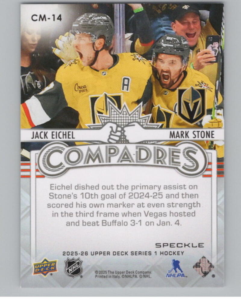2025-26 Upper Deck Compadres Speckle #CM14 Jack Eichel/Mark Stone V104707 Image 2
