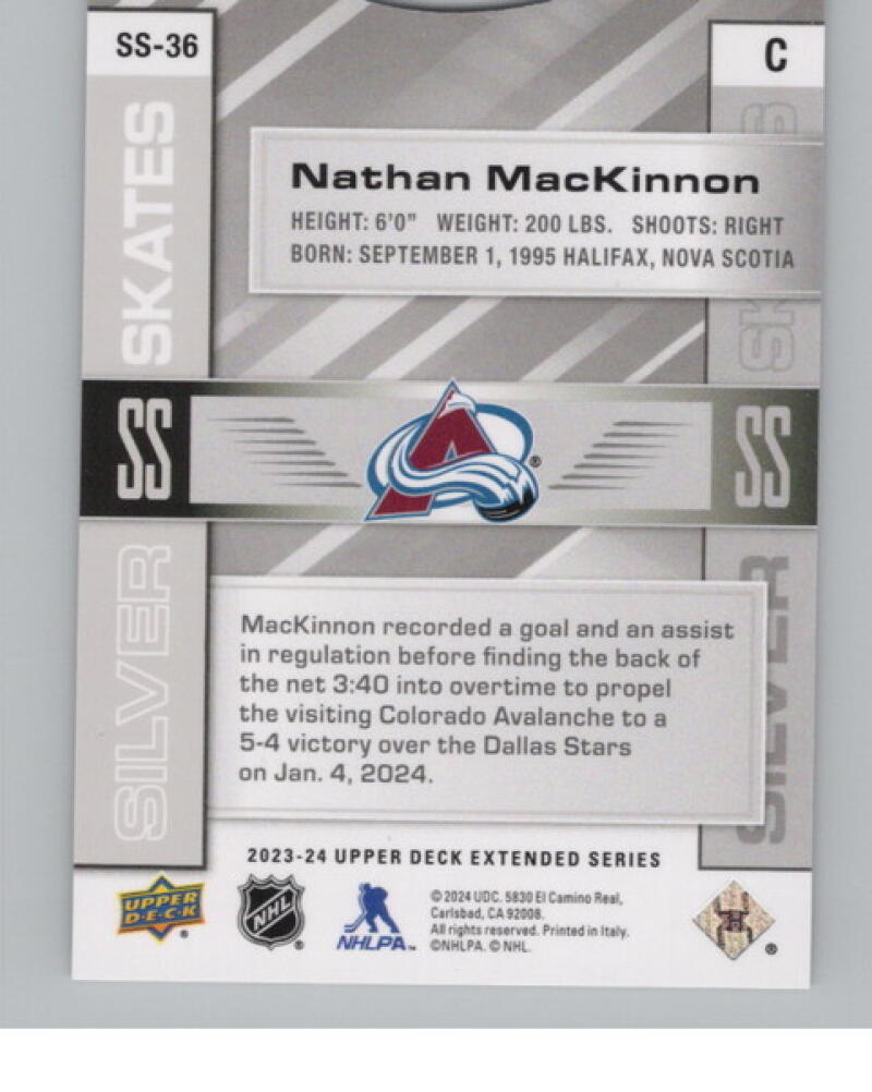 2023-24 Upper Deck Silver Skates #SS36 Nathan MacKinnon V104715 Image 2