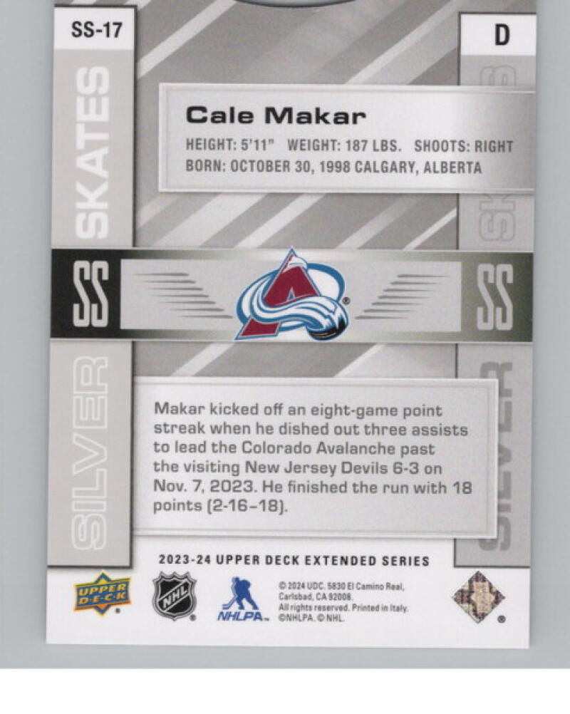 2023-24 Upper Deck Silver Skates #SS17 Cale Makar V104717 Image 2