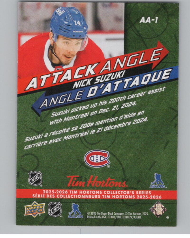 2025-26 Upper Deck Tim Hortons Attack Angle #AA1 Nick Suzuki V104718 Image 2