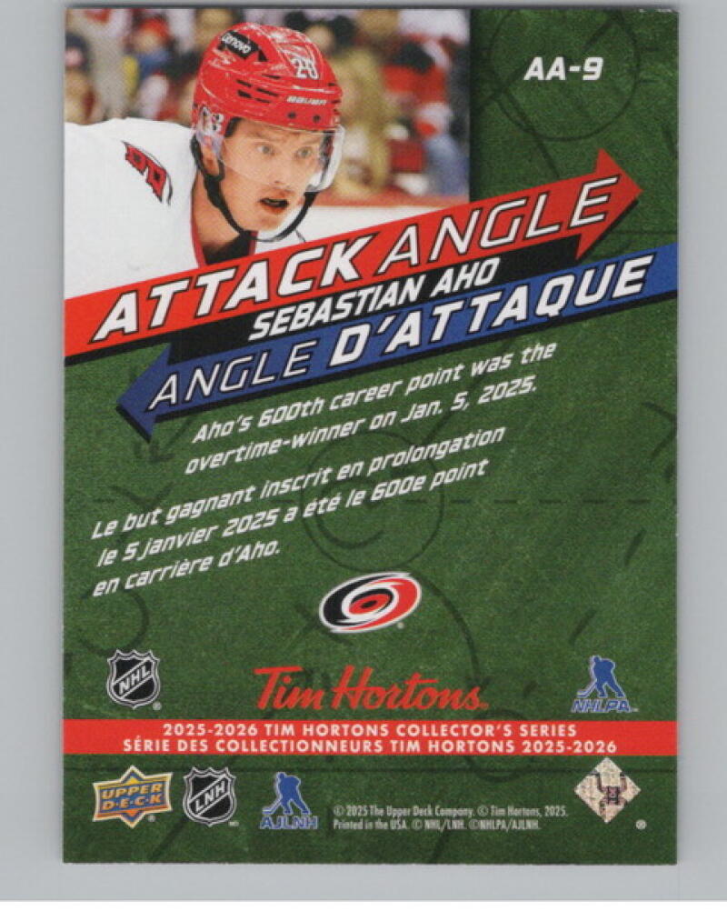 2025-26 Upper Deck Tim Hortons Attack Angle #AA9 Sebastian Aho V104724 Image 2