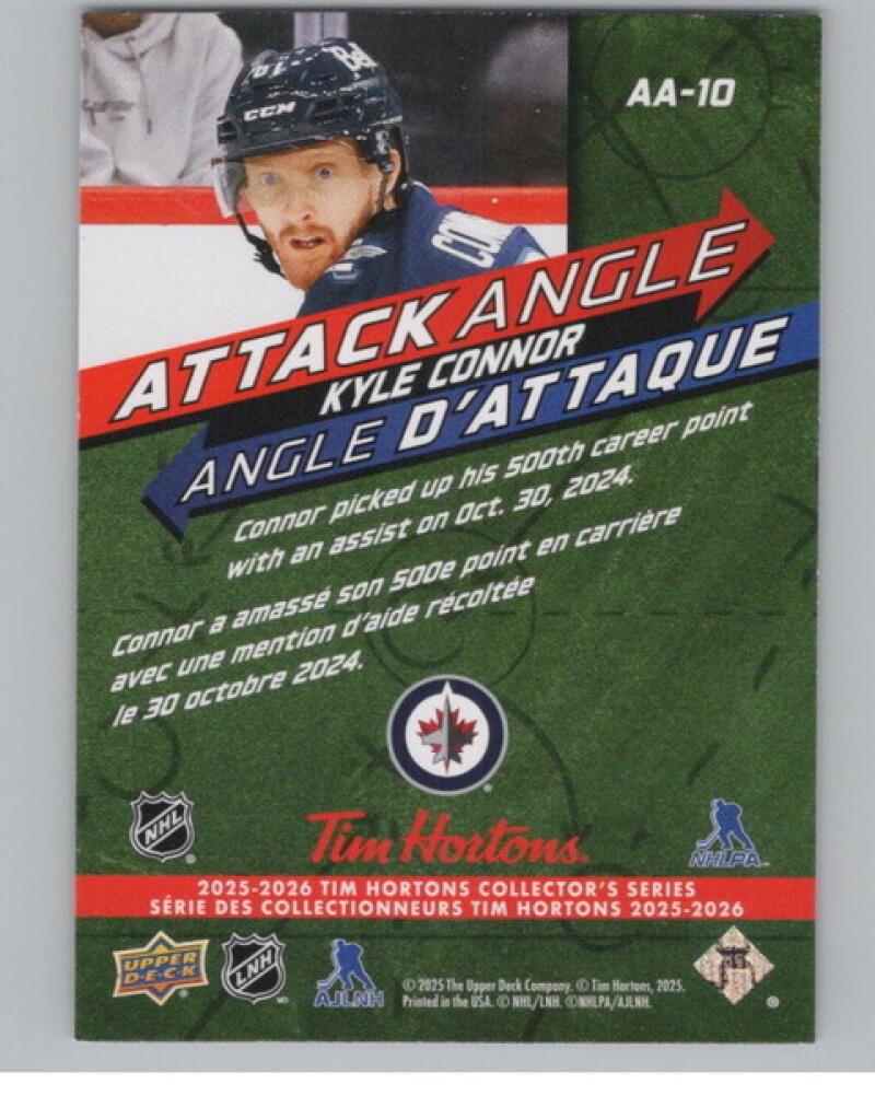 2025-26 Upper Deck Tim Hortons Attack Angle #AA10 Kyle Connor V104725 Image 2