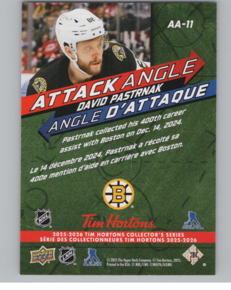 2025-26 Upper Deck Tim Hortons Attack Angle #AA11 David Pastrnak V104726 Image 2