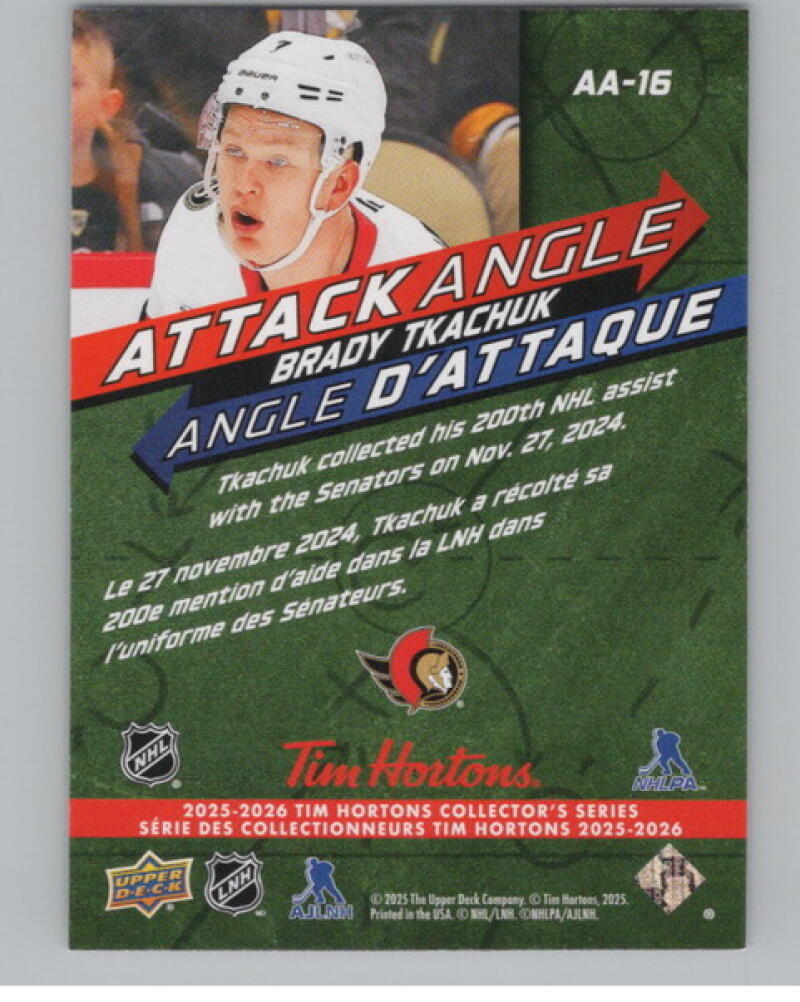 2025-26 Upper Deck Tim Hortons Attack Angle #AA16 Brady Tkachuk V104728 Image 2
