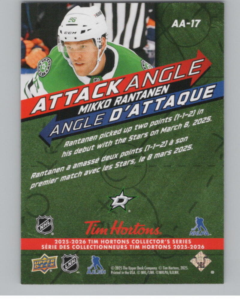2025-26 Upper Deck Tim Hortons Attack Angle #AA17 Mikko Rantanen V104729 Image 2