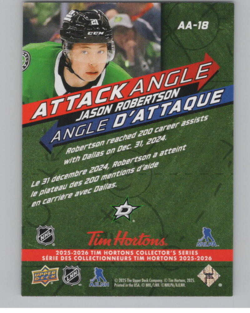 2025-26 Upper Deck Tim Hortons Attack Angle #AA18 Jason Robertson V104731 Image 2