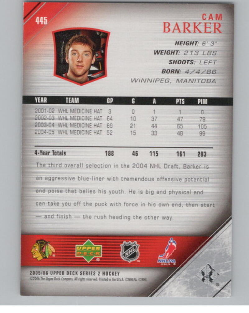 2005-06 Upper Deck #445 Cam Barker Young Guns RC Rookie V104658 Image 2
