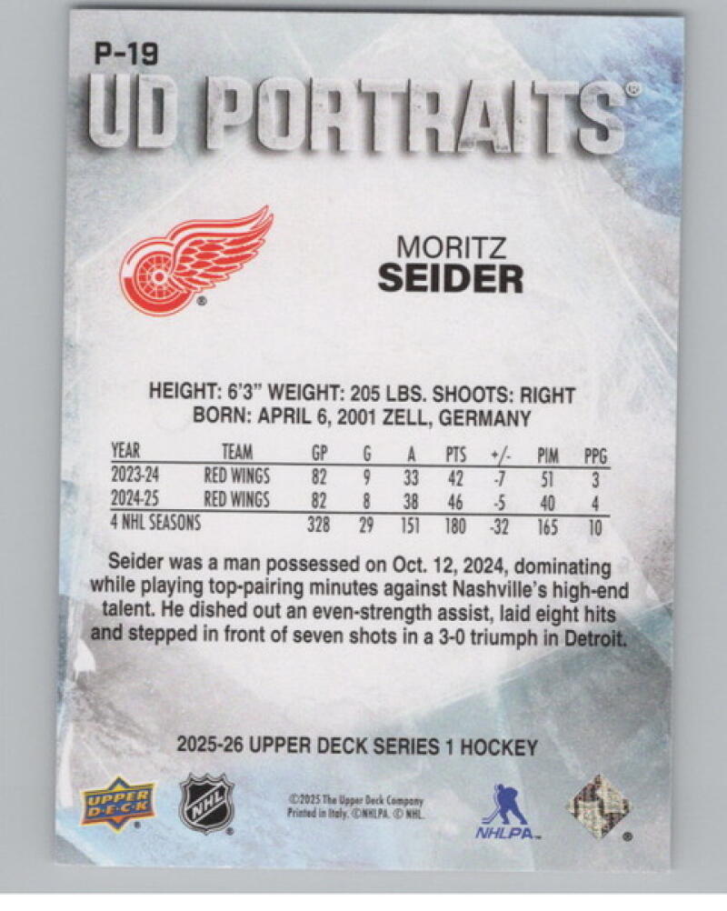 2025-26 Upper Deck UD Portraits #P1 Connor Bedard V104680 Image 2