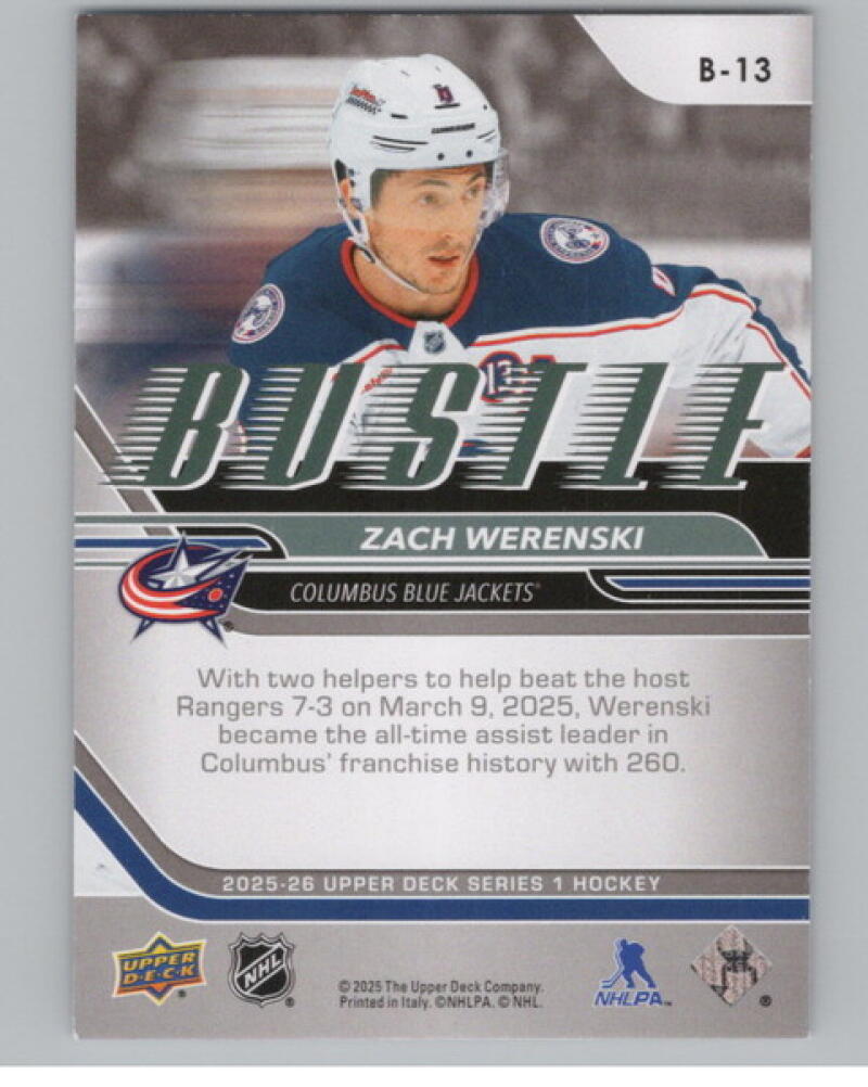 2025-26 Upper Deck Bustle #B13 Zach Werenski V104685 Image 2