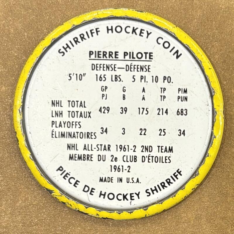 1962-63 Shirriff Coins #50 Pierre Pilote AS Hockey Coin Vintage V104687 Image 2