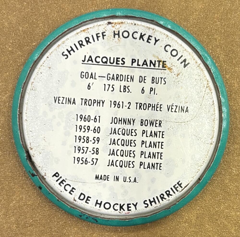 1962-63 Shirriff Coins #58 Jacques Plante Vezina Hockey Coin Vintage V104688 Image 2