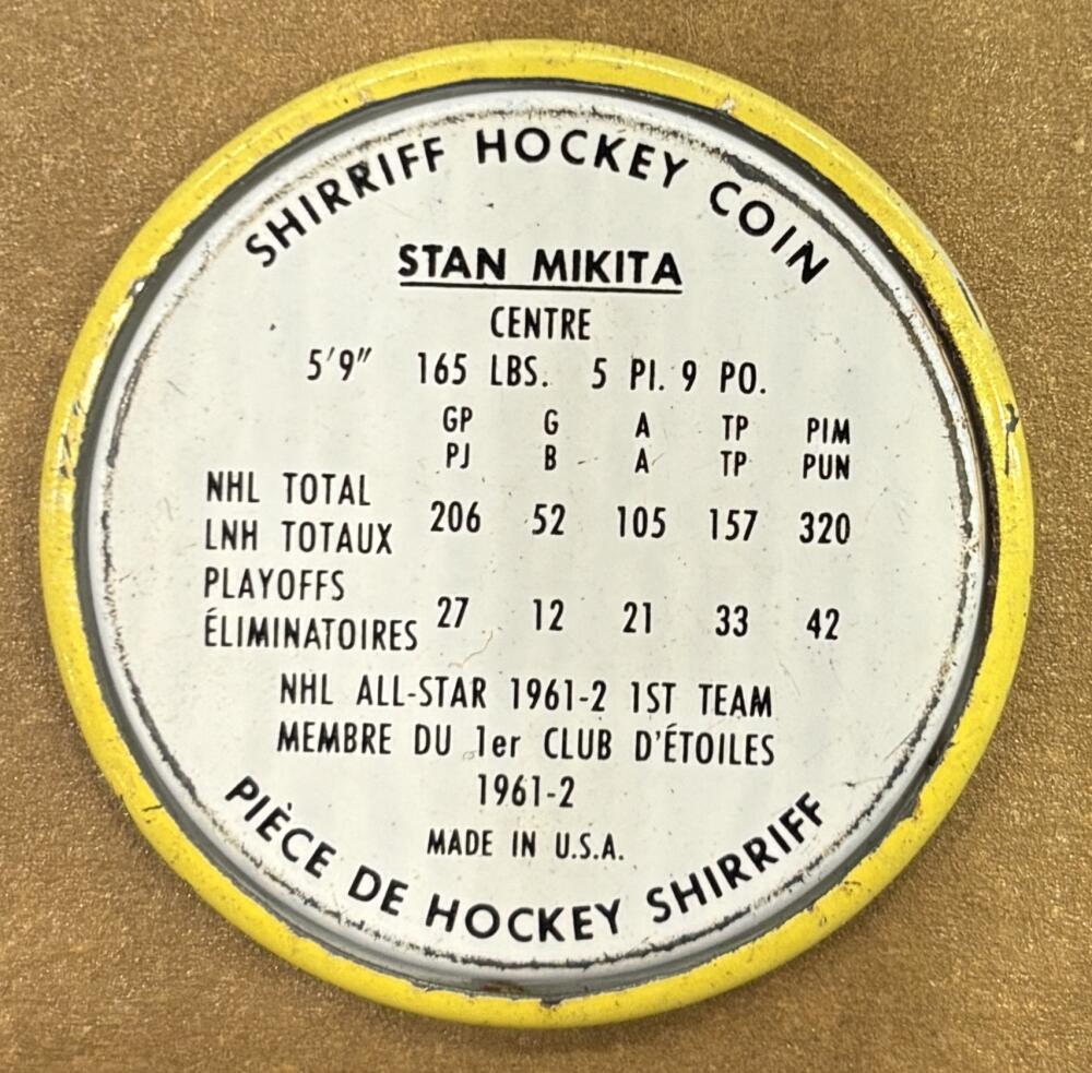 1962-63 Shirriff Coins #46 Stan Mikita AS Hockey Coin Vintage V104694 Image 2