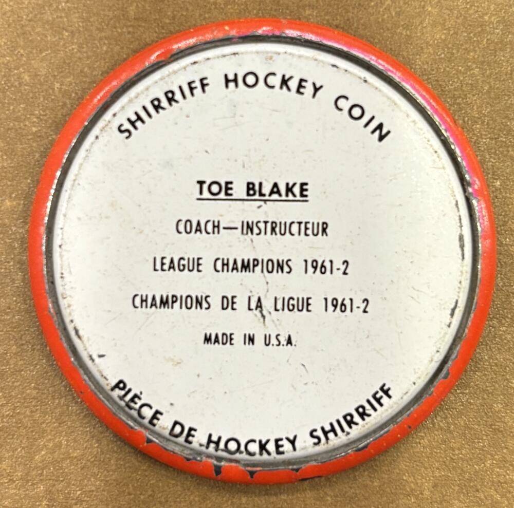 1962-63 Shirriff Coins #31 Toe Blake CO Hockey Coin Vintage V104697 Image 2