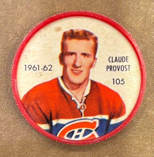 1961-62 Shirriff/Salada Coins #105 Claude Provost Hockey Coin Vintage V104745 Image 1