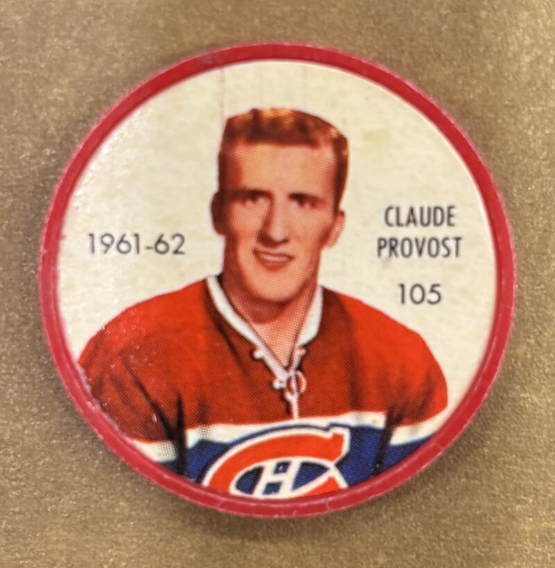 1961-62 Shirriff/Salada Coins #105 Claude Provost Hockey Coin Vintage V104759 Image 1