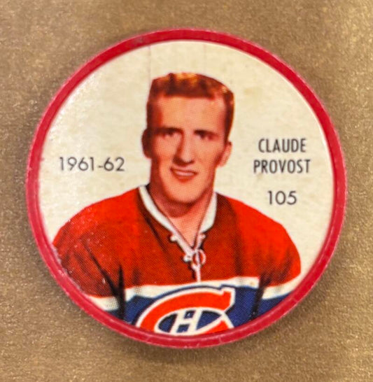 1961-62 Shirriff/Salada Coins #105 Claude Provost Hockey Coin Vintage V104759 Image 1