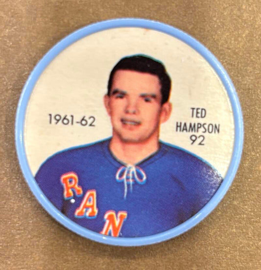 1961-62 Shirriff/Salada Coins #92 Ted Hampson Hockey Coin Vintage V104766 Image 1