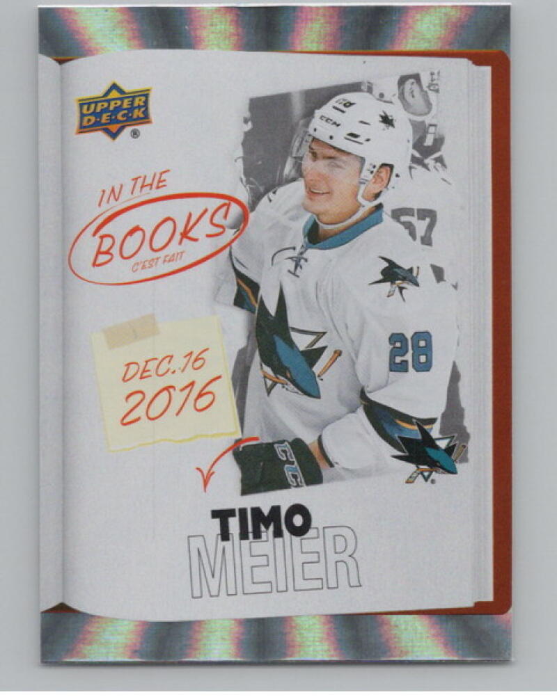 2024-25 UD Tim Hortons Rookie Retrospective In the Books Timo Meier V104771 Image 1