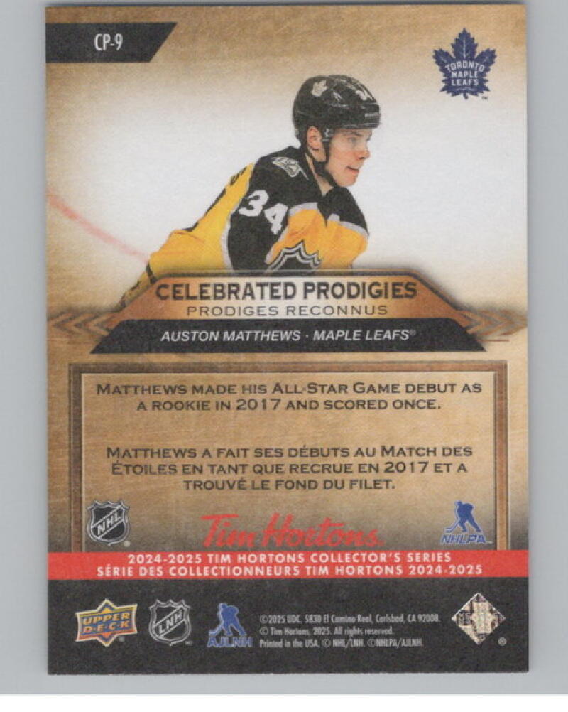 2024-25 UD Tim Hortons Retrospective Celebrated Prodigies Auston Matthews V104774 Image 2